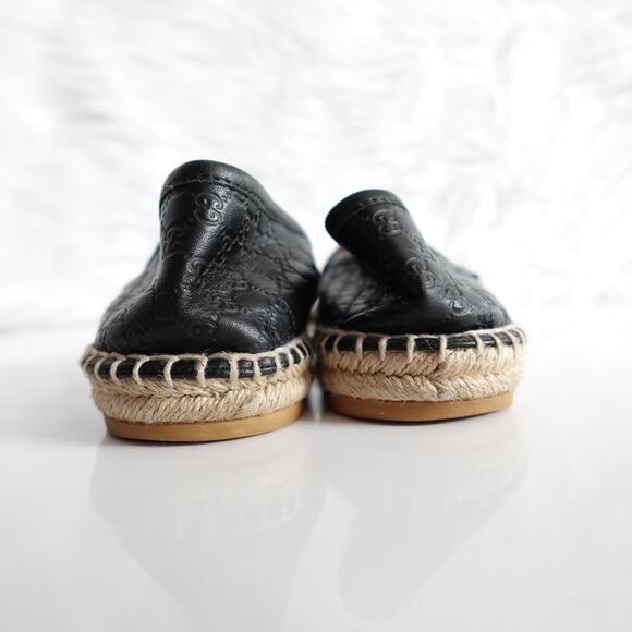 Gucci Guccisima Black GG Logo Leather Espadrilles size 36.5 - Picture 6 of 13